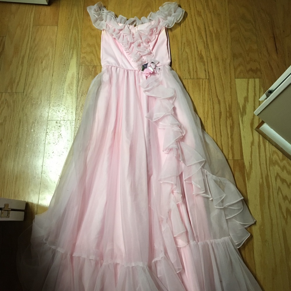 Vintage 1980 baby pink formal dress