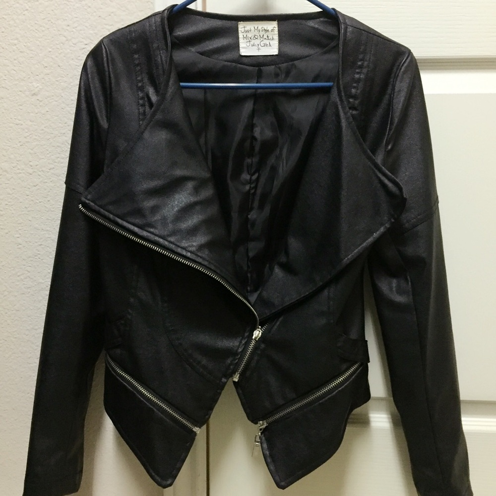 Faux leather motor jacket