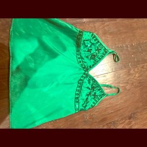 Green spaghetti strap satin tank. TWENTYONE Medium