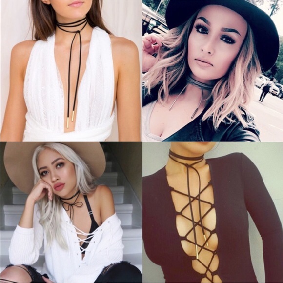 🦄Dainty boho vegan suede choker wrap up necklace - Picture 3 of 3