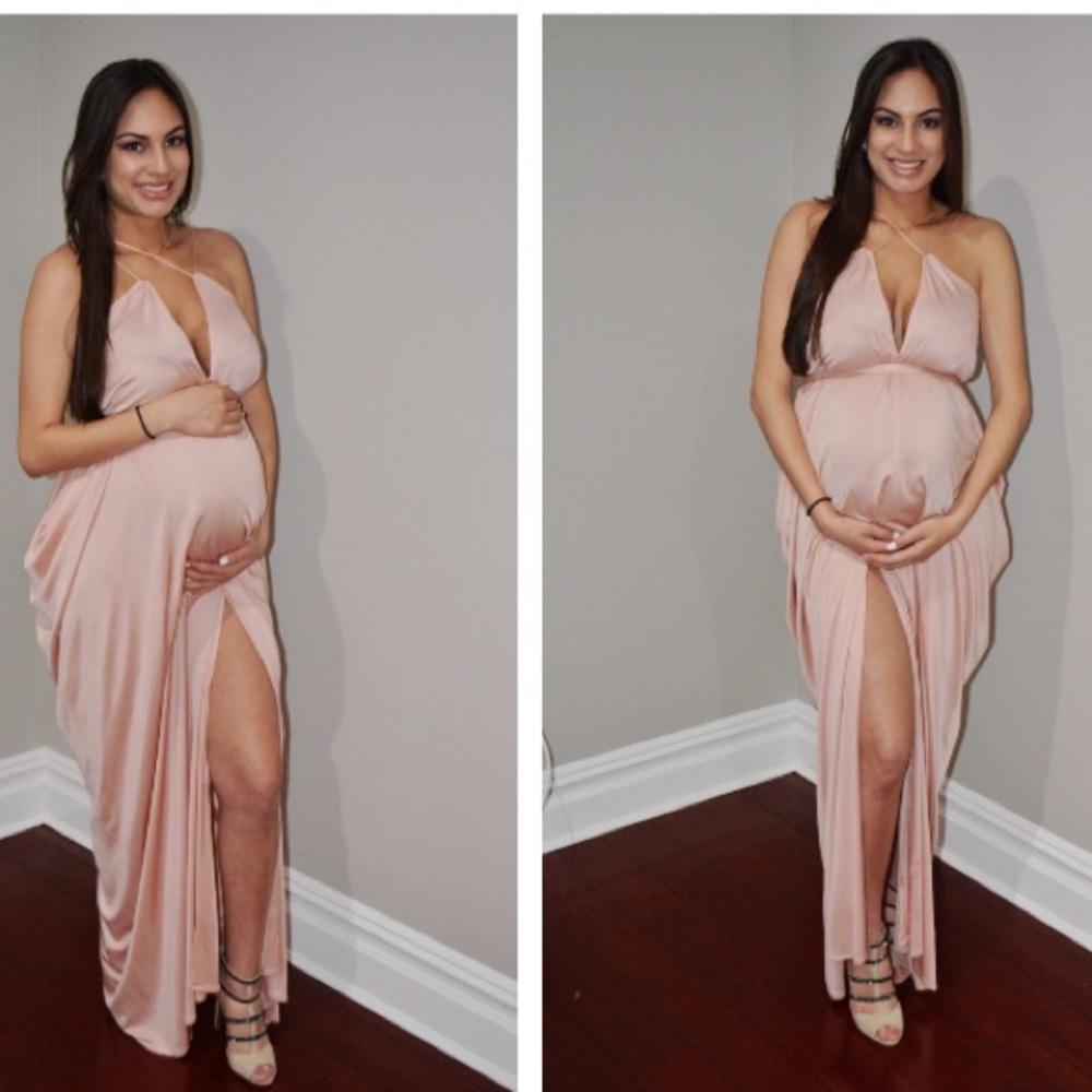 Blush pink maxi gown.