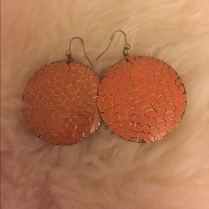 Large orange and gold circle earrings