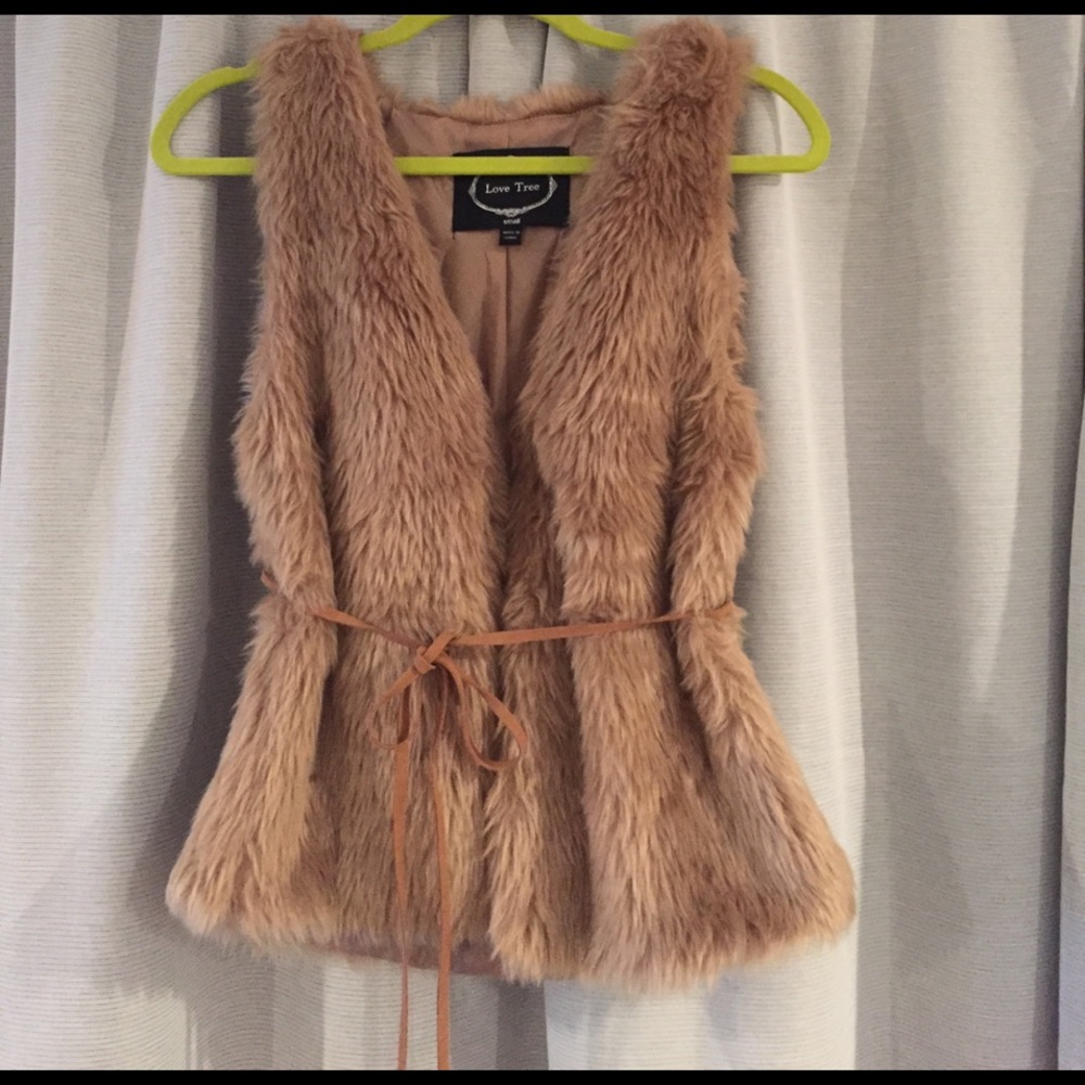 Tan faux fur vest