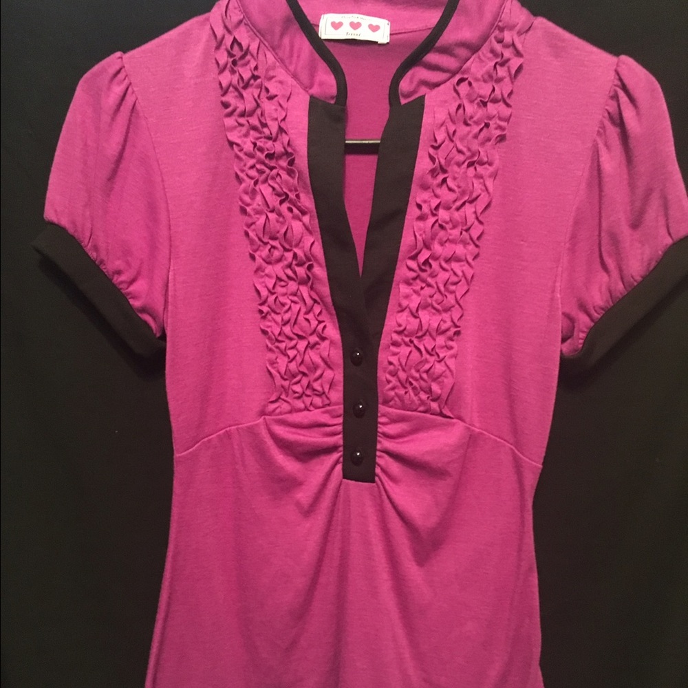 Pink top with Black accents