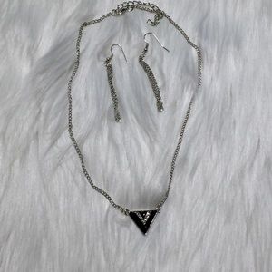New Chevron necklace & earring set black / silver