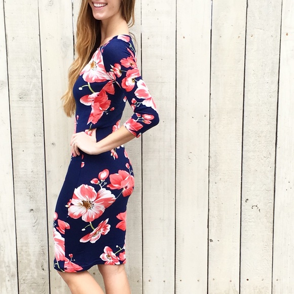 LAST ITEM bold pink floral midi dress - Picture 4 of 4