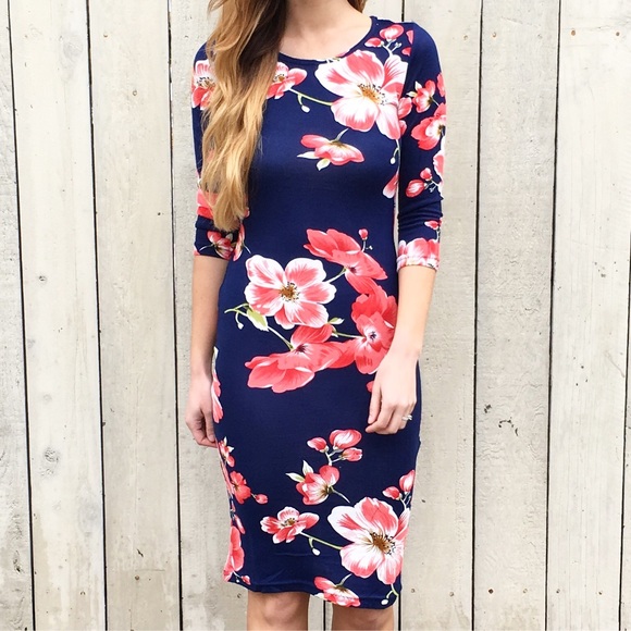 LAST ITEM bold pink floral midi dress - Picture 3 of 4