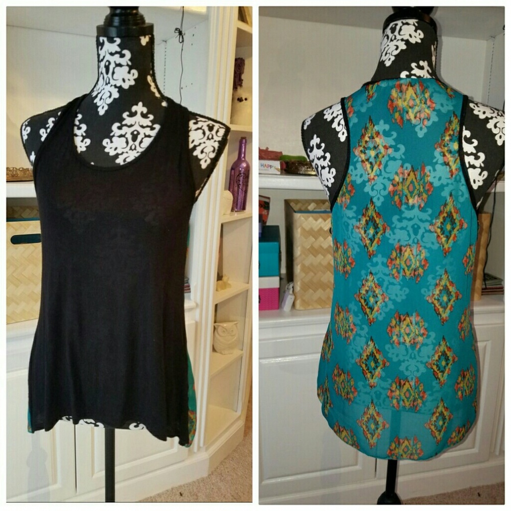 Sheer Aztec print tank top