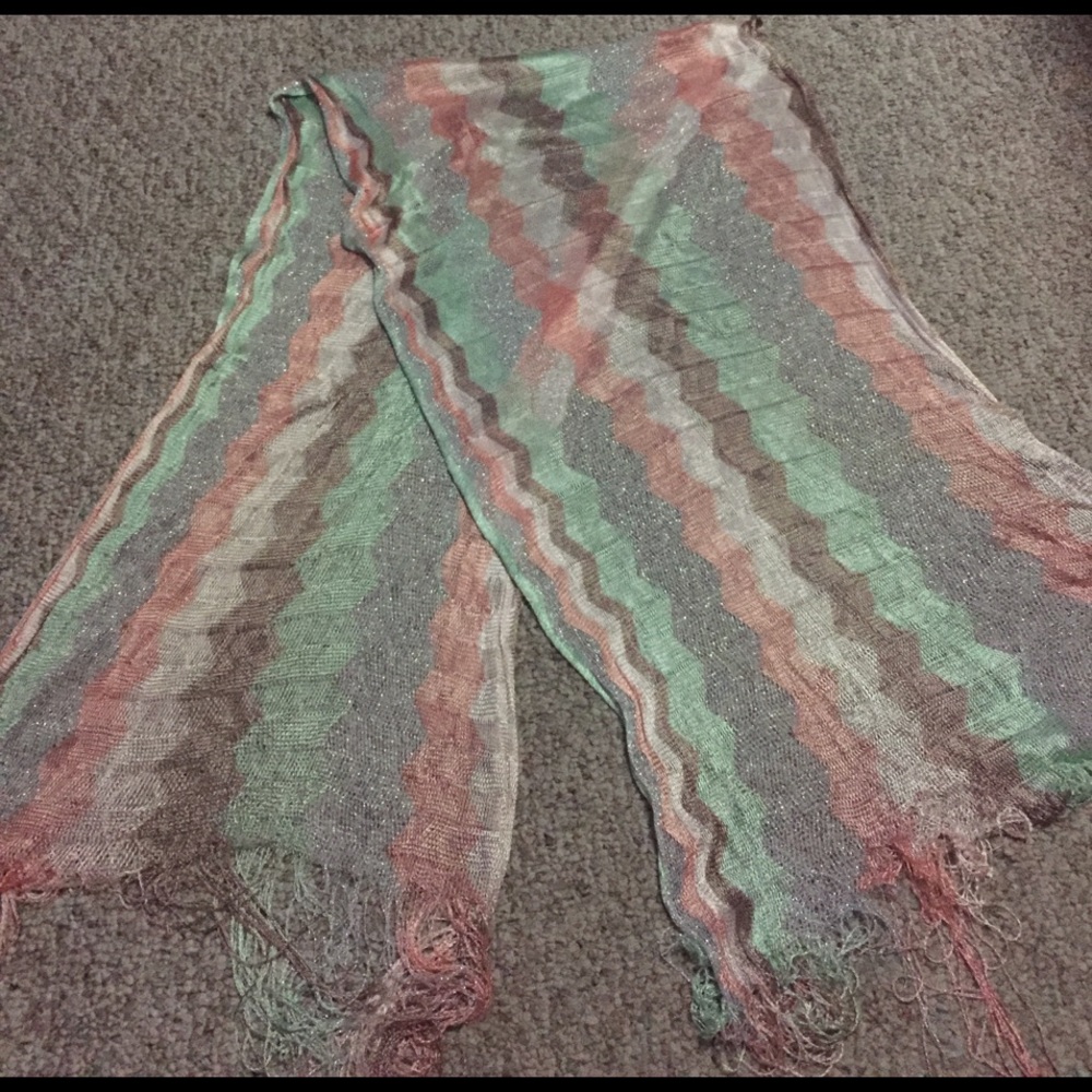 Pastel and silver chevron scarf
