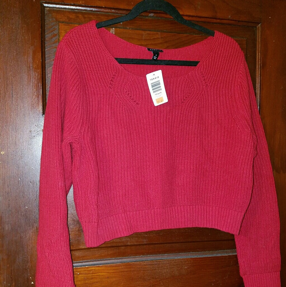 Torrid Red Cropped Sweater