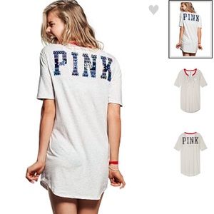 BNIP PINK Victoria's Secret lace up sleep shirt