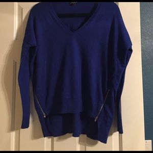 Express high low side zip sweater