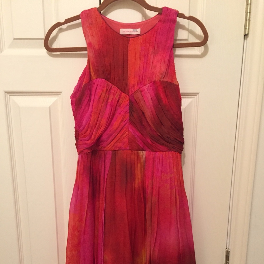 100% silk high neck party dress