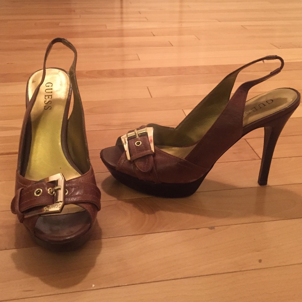Guess brown sling back pumps size 7.5 used