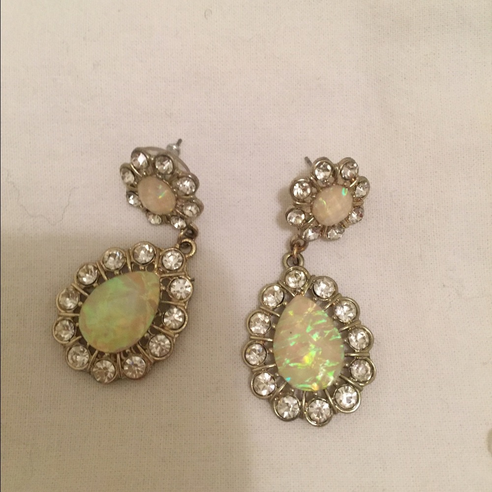Jeweled opal teardrop earrings