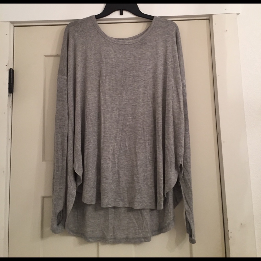 OVERSIZED Light Grey Blouse w/Finger Holes