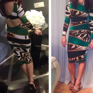 Knee high Green Tiger Print Dress with back open