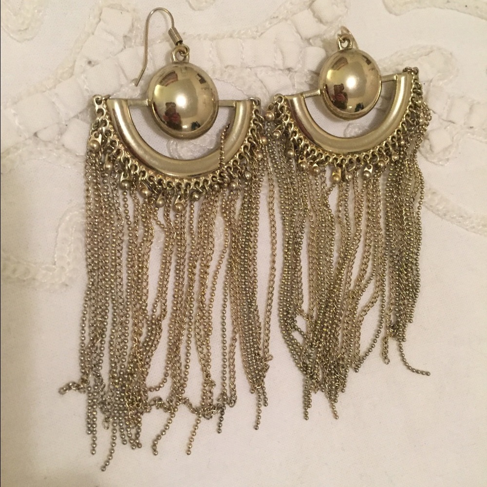 Gold fringe earrings