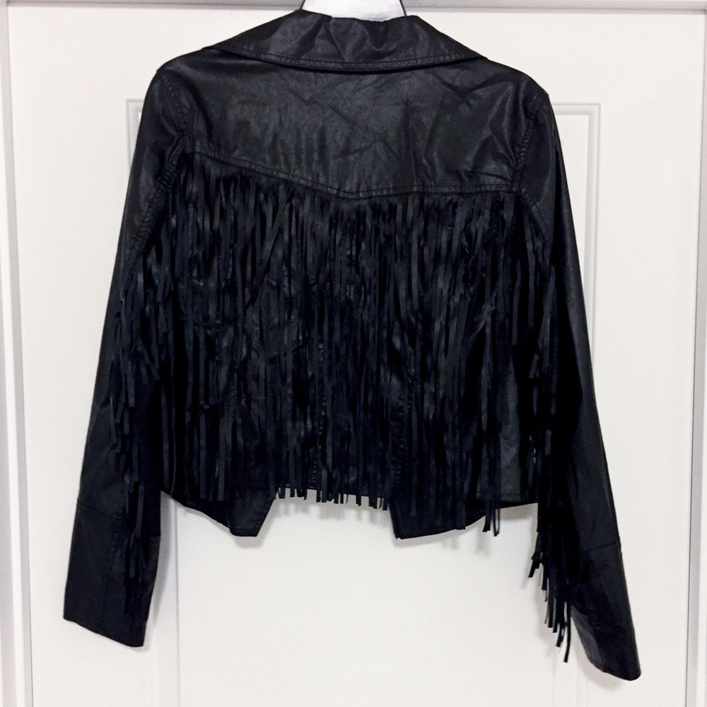 Black Fringe Pleather Jacket!