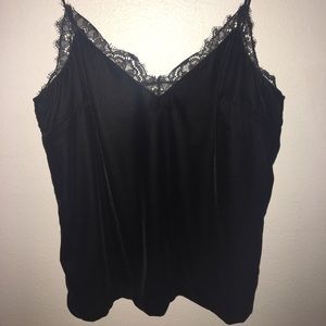 Black Velvet w/ Lace Spaghetti Strap Tank Top