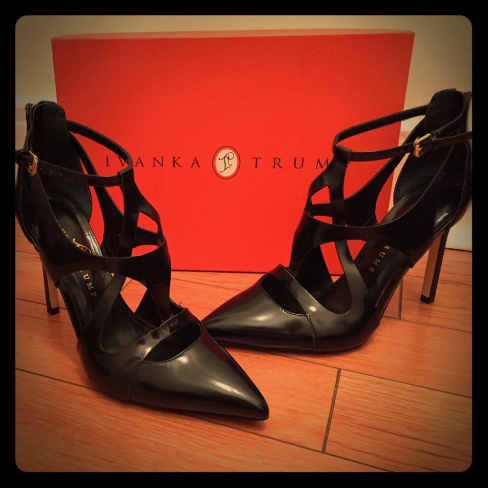 Ivanka Trump Black Strappy Stilettos