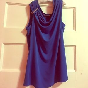 Royal blue, satin Calvin Klein blouse.