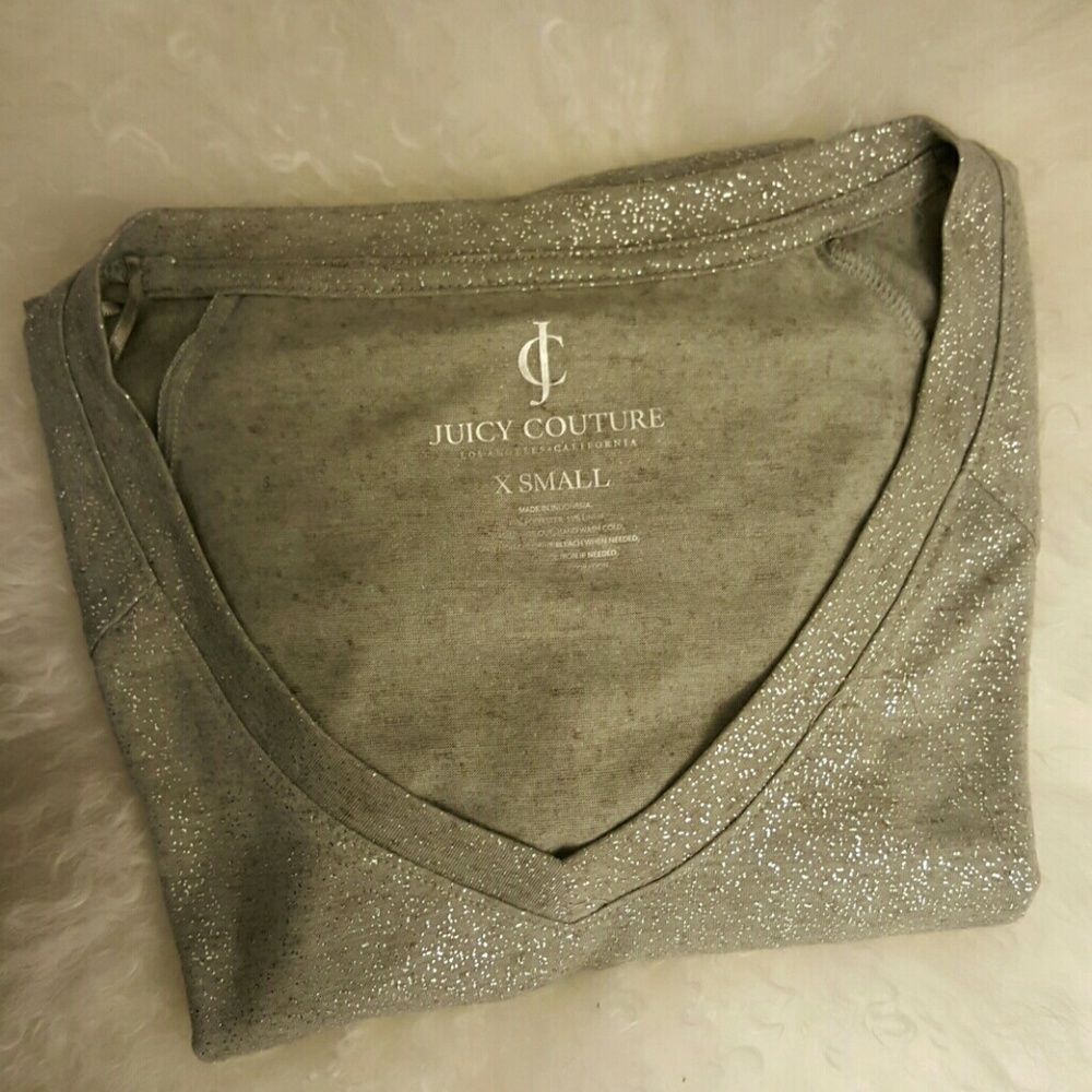 Juicy Couture Silver And Grey V-Neck Tee
