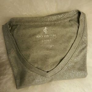 Juicy Couture Silver And Grey V-Neck Tee