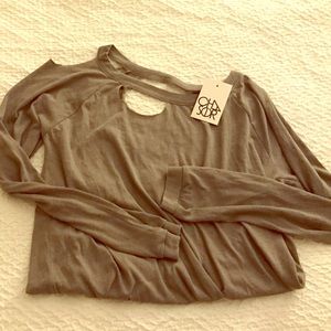 CHASER knit long sleeve top with vintage holes