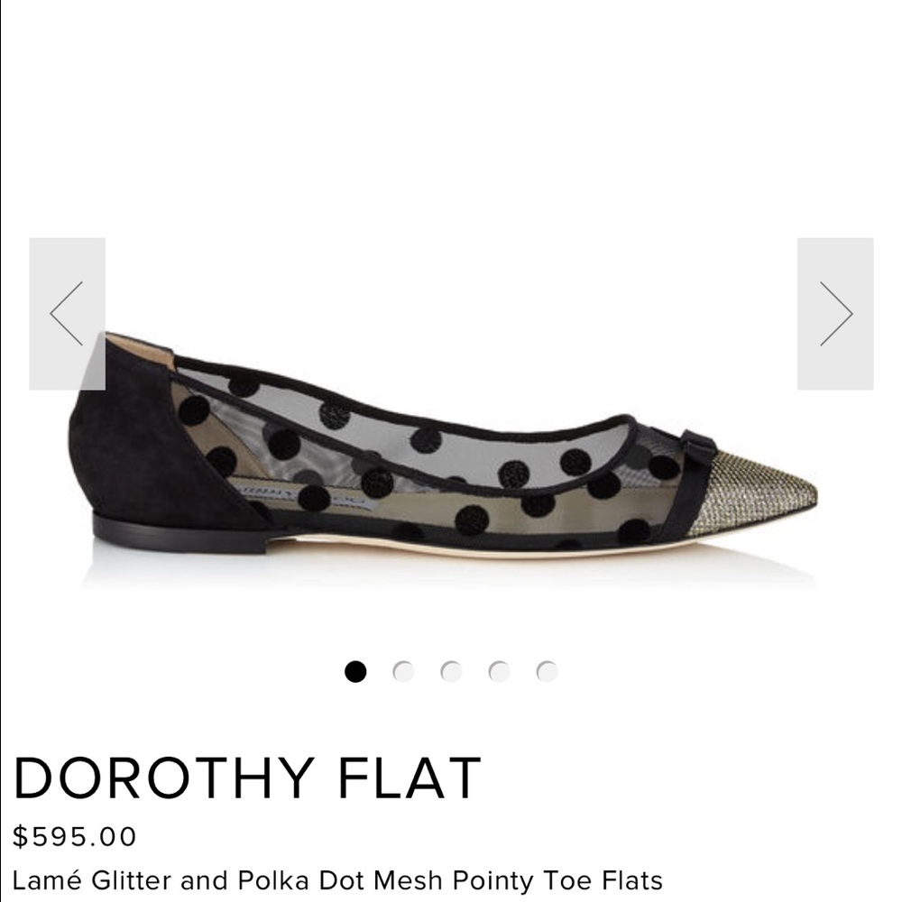 Jimmy choo glitter&polka dot mesh pointy toe flat.