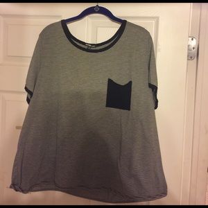 Striped black/white tee with a pocket!