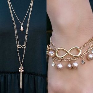 🆕 Infinity Jewelry Set gold necklace bracelet