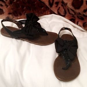 Super cute sparkly black Material Girl Bow Sandals