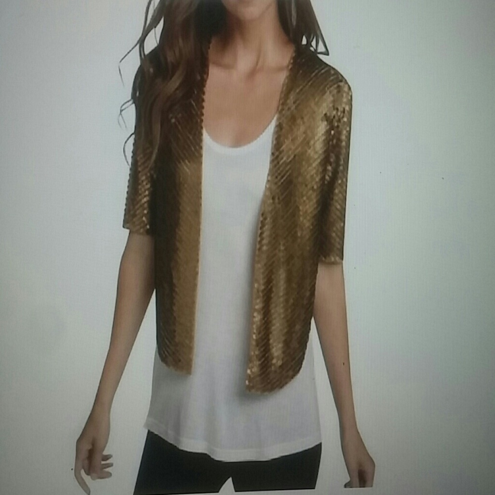 Sequined flounce cover gold sequined jacket