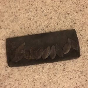 DKNY forest green suede clutch