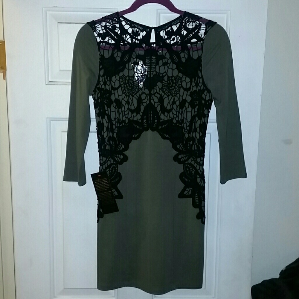 Bebe Mini Dress with lace applique