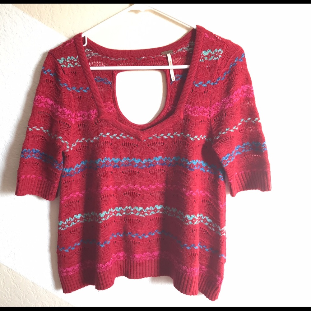 Free People Red Cropped Sweater top  Size medium