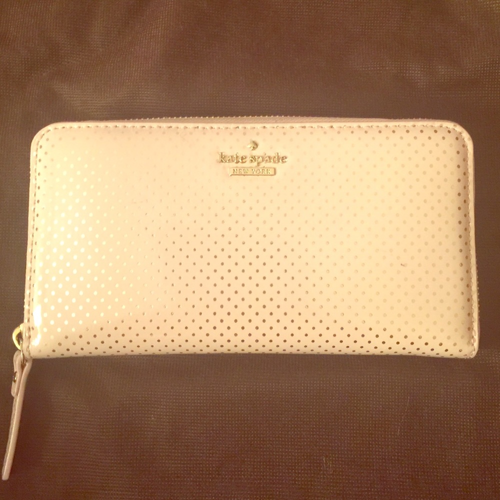 Kate Spade light pink and gold Polk a dot wallet