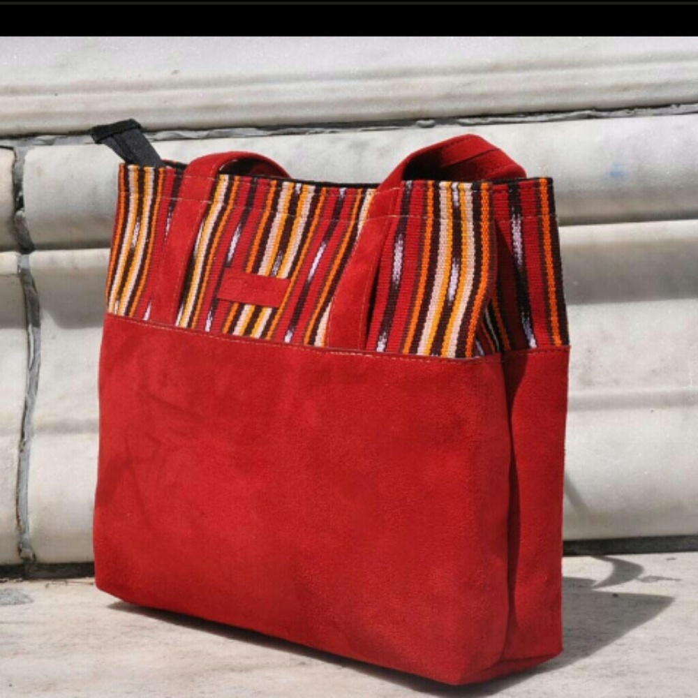 Suede  Leather tote bag handmade