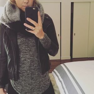 Color block cozy infinity scarf.