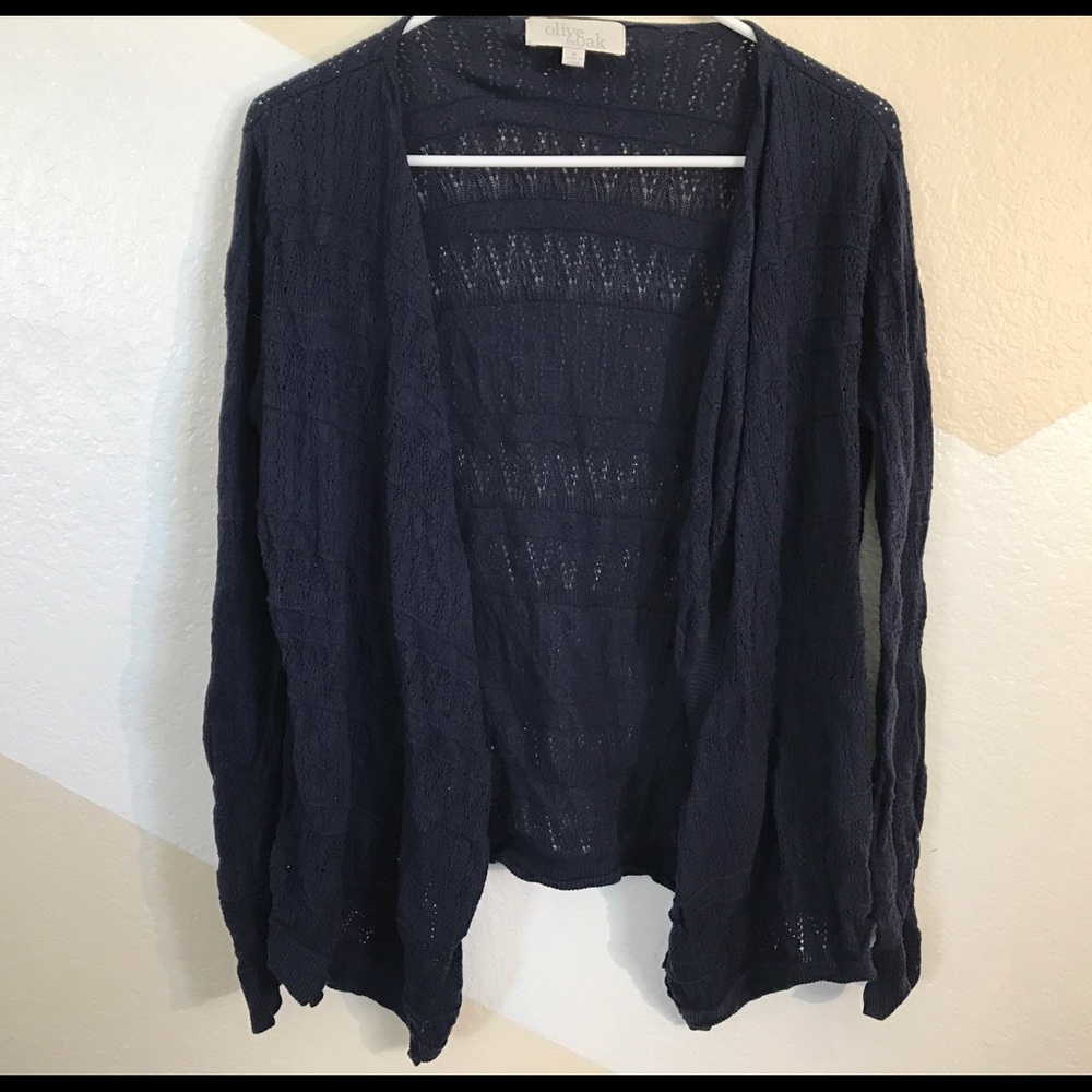 Olive & Oak Navy Blue Open Cardigan Size M