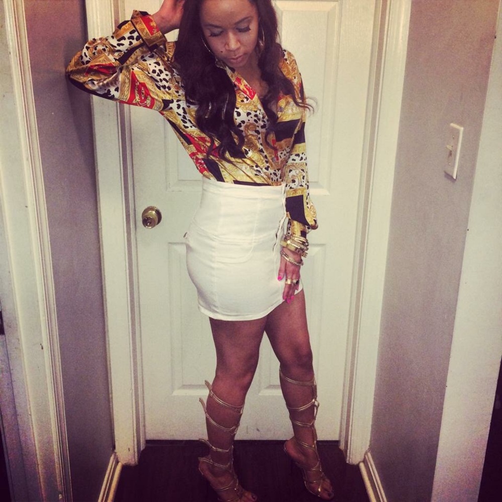 Vintage printed silk top