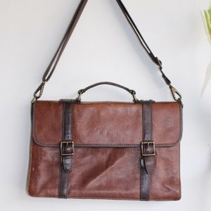 Brown fossil laptop messenger bag