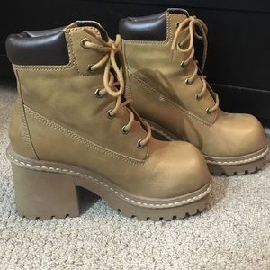 Brown Chunky Heel Booties