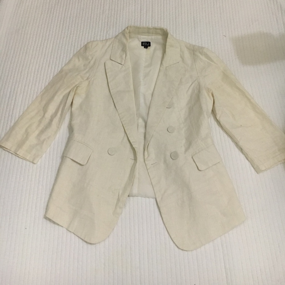 VERY J CREAM BLAZER - Cotton & Linen - (MEDIUM)