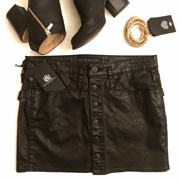 Rock & Republic Dresses & Skirts - 🆕 ROCK & REPUBLIC Black Vegan Leather Mini Skirt