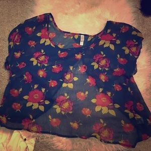 Rose floral cut-out blouse