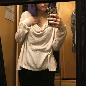 Long Sleeve Cream Sweater/Blouse with Gold sparkle