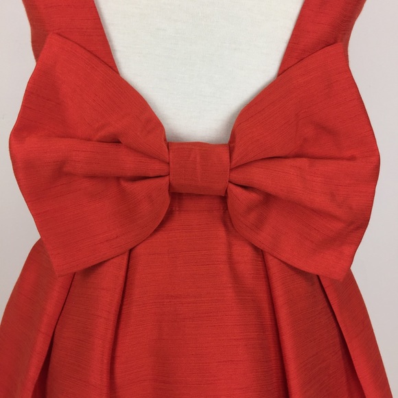 Red Backless Fit and Flare Dress with Bow Back - Picture 5 of 8