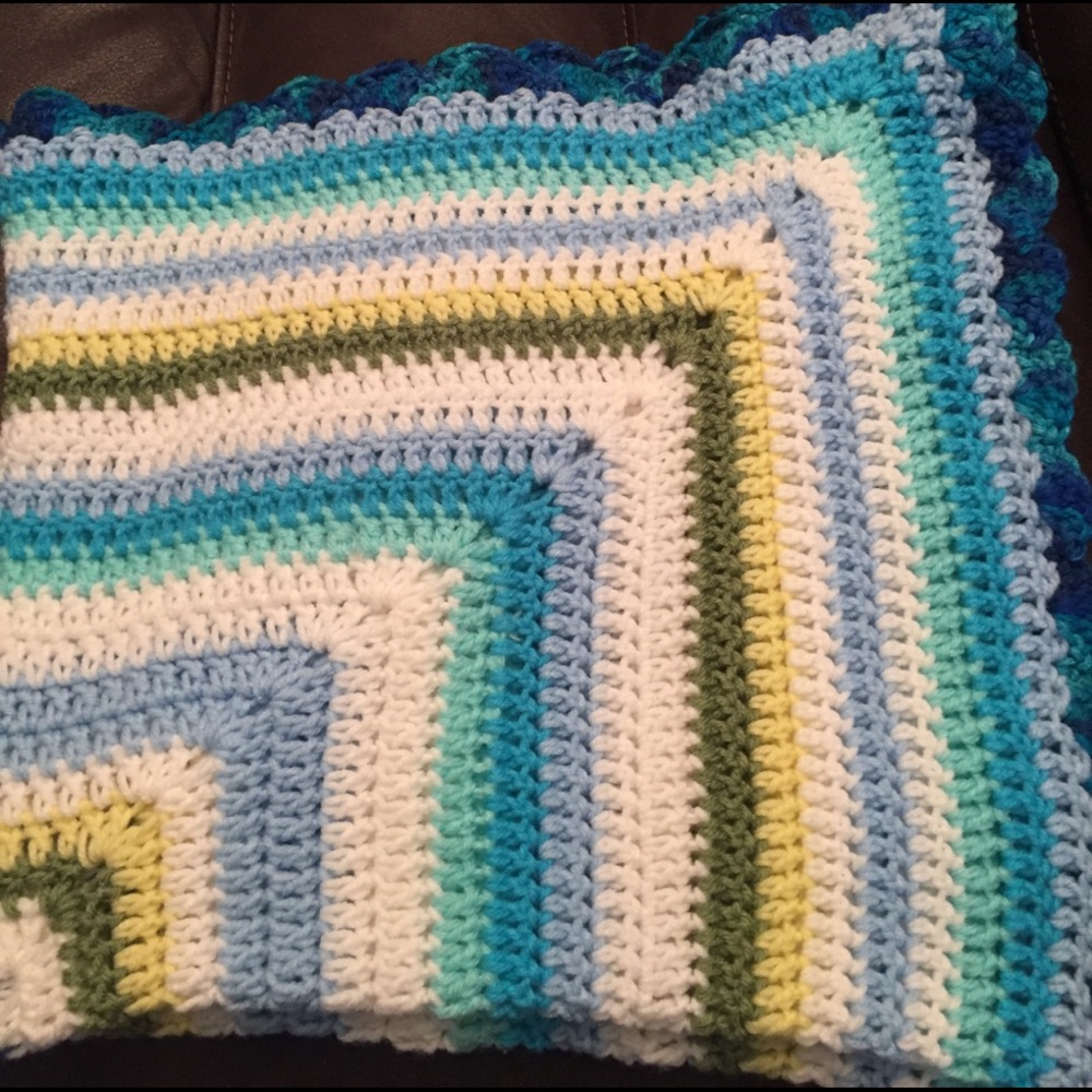 Homemade multi colored crochet baby blanket